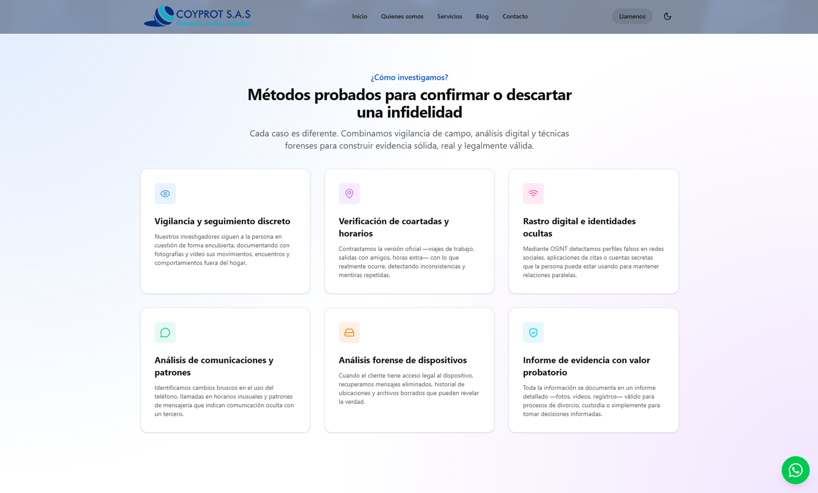 Vista del proyecto Coyprot · Infidelidades