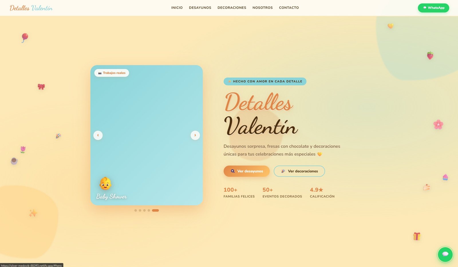 Vista del proyecto Detalles Valentín