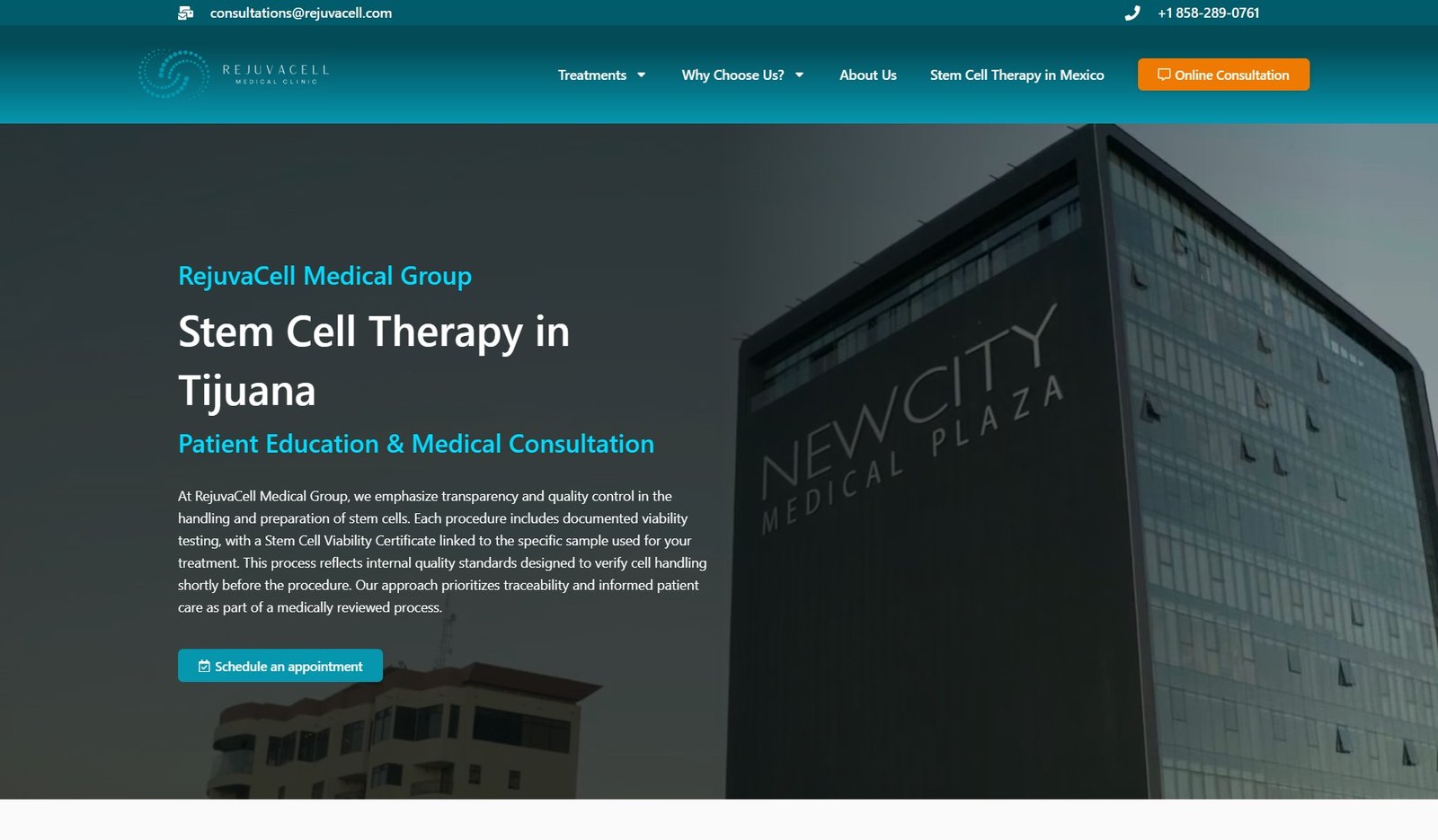 Vista del proyecto Rejuvacell Medical Group