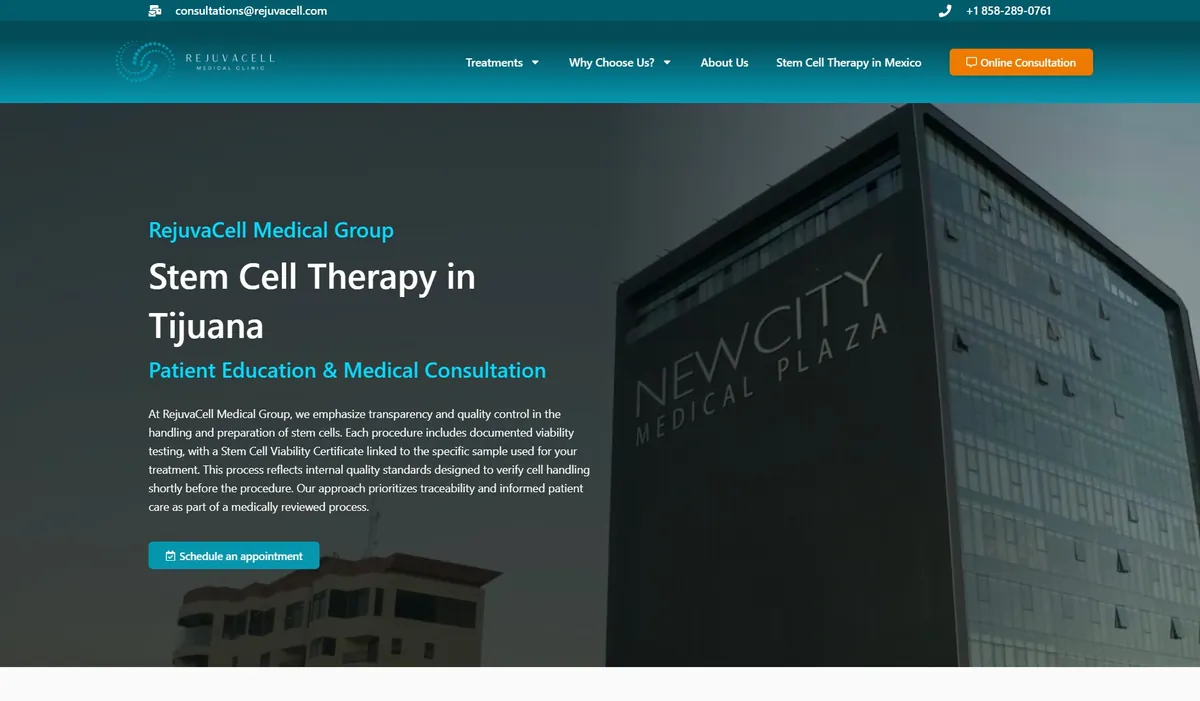Vista del proyecto Rejuvacell Medical Group